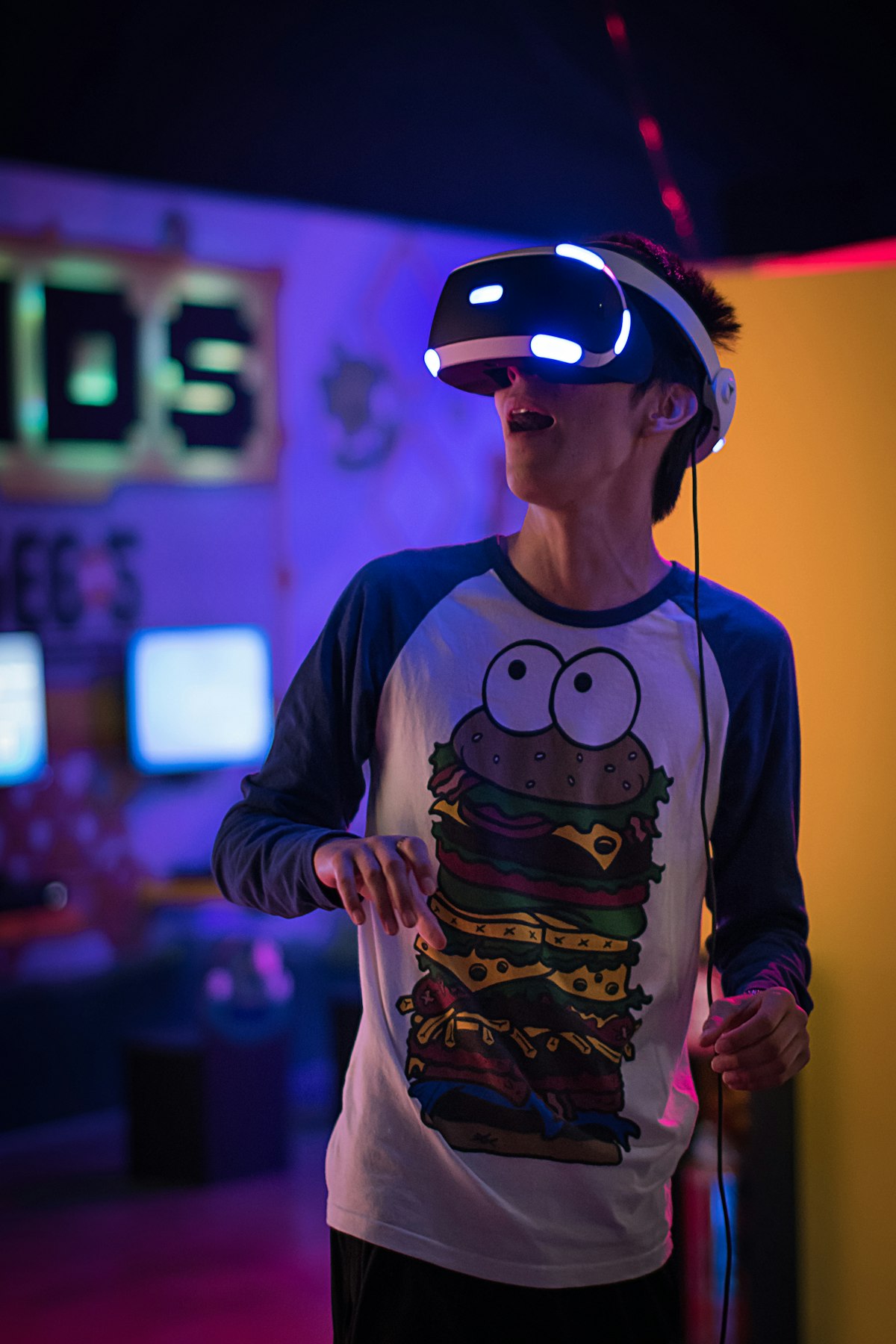 Abstract digital art with flowing light trails